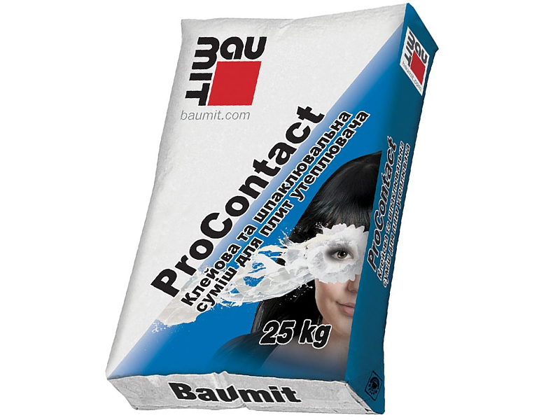 Суміш для кріплення мінераловатних та пінополістирольних плит BAUMIT ProContact 25 кг