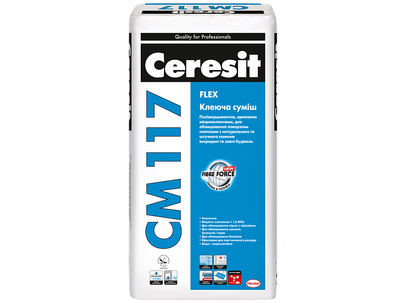Клей для плитки еластичний CERESIT CM 117 25 кг