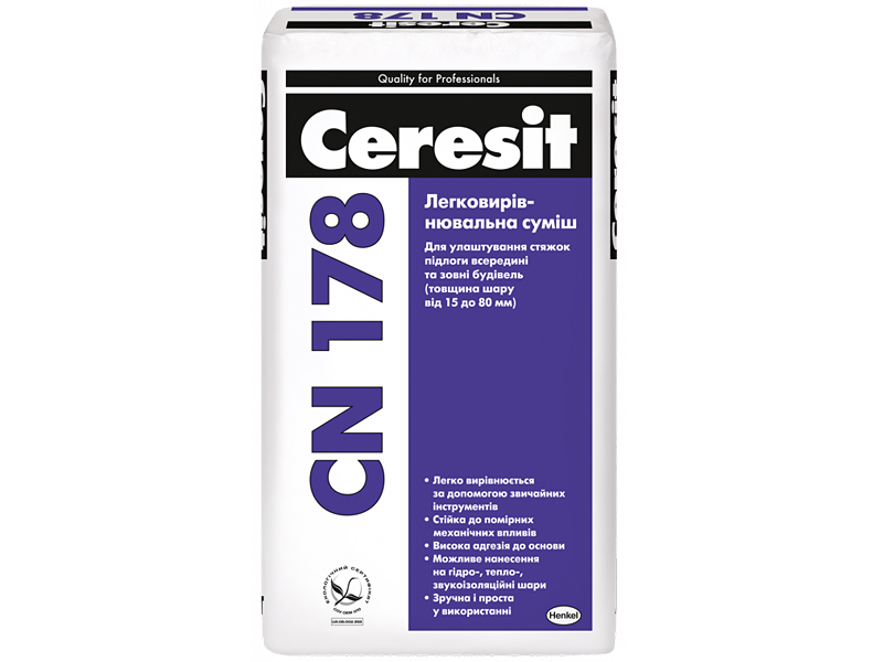 Легковирівнююча суміш для підлоги CERESIT CN 178 25 кг
