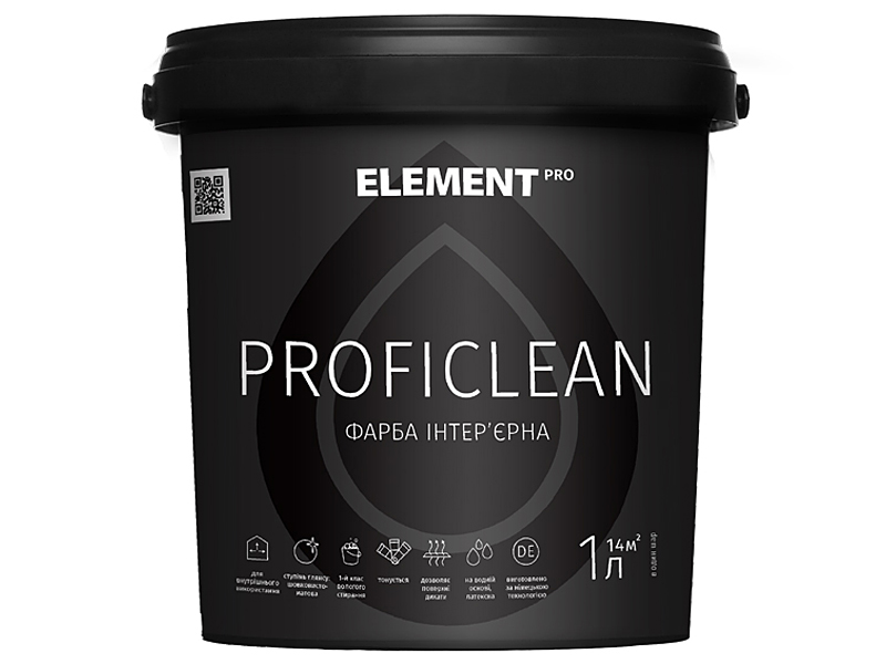 Зносостійка латексна фарба ELEMENT Pro Proficlean (1 л)