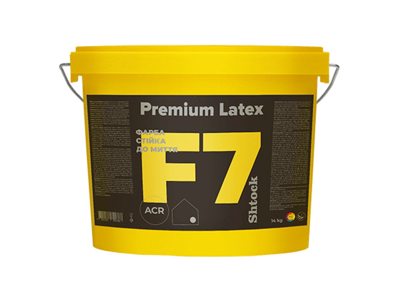 Фарба інтер'єрна акрилова SHTOCK F7 Premium latex, глибоко-матовий, база A, 14 кг
