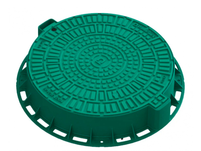 Люк Л-60.80.10-ПП пластиковий зелений «Лого» (2т) 35188-82Л  (зовн. діам. 80 см)  
