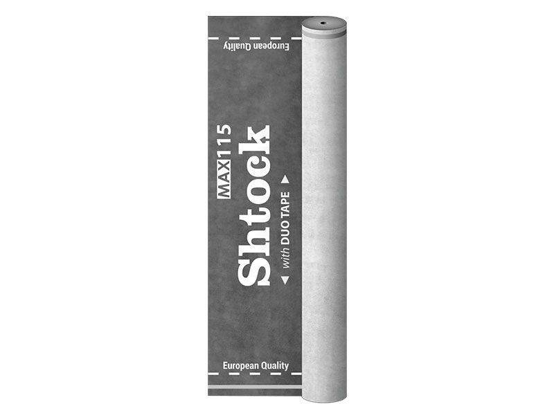 Мембрана супердифузійна SHTOCK MAX 115 duo tape (клейка стрічка), 115 г/м.кв., чорна, 1,5*50 м, 75 м.кв.