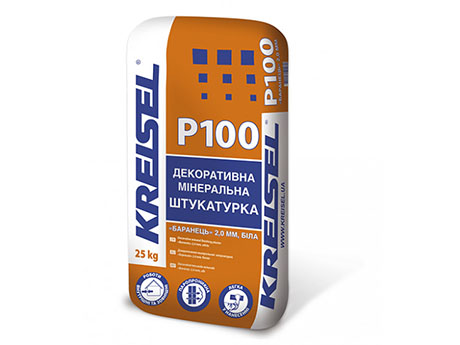 Штукатурка декоративна мінеральна KREISEL камінцева P100, зерно 2,0 мм, білий, 25 кг