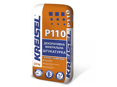 Штукатурка декоративна мінеральна KREISEL короїд P110, зерно 3,0 мм, білий, 25 кг