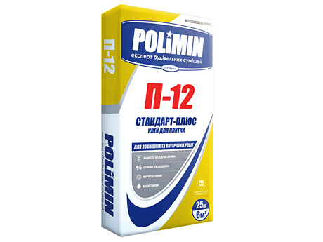 Клей для плитки  ПОЛІМІН П-12 (25 кг)
