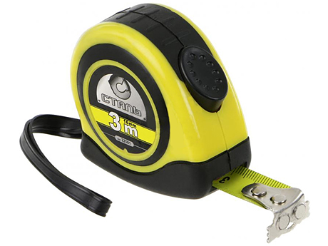 Рулетка вимірювальна СТАЛЬ 3 м х 16 мм (прогумований корпус)